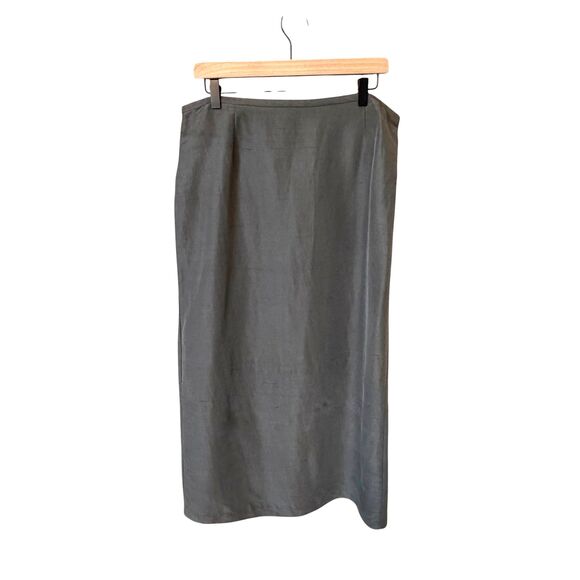 Eileen Fisher Dresses & Skirts - Eileen Fisher Womens Raw Silk Straight Midi Skirt Size L Minimalist Quiet Luxury